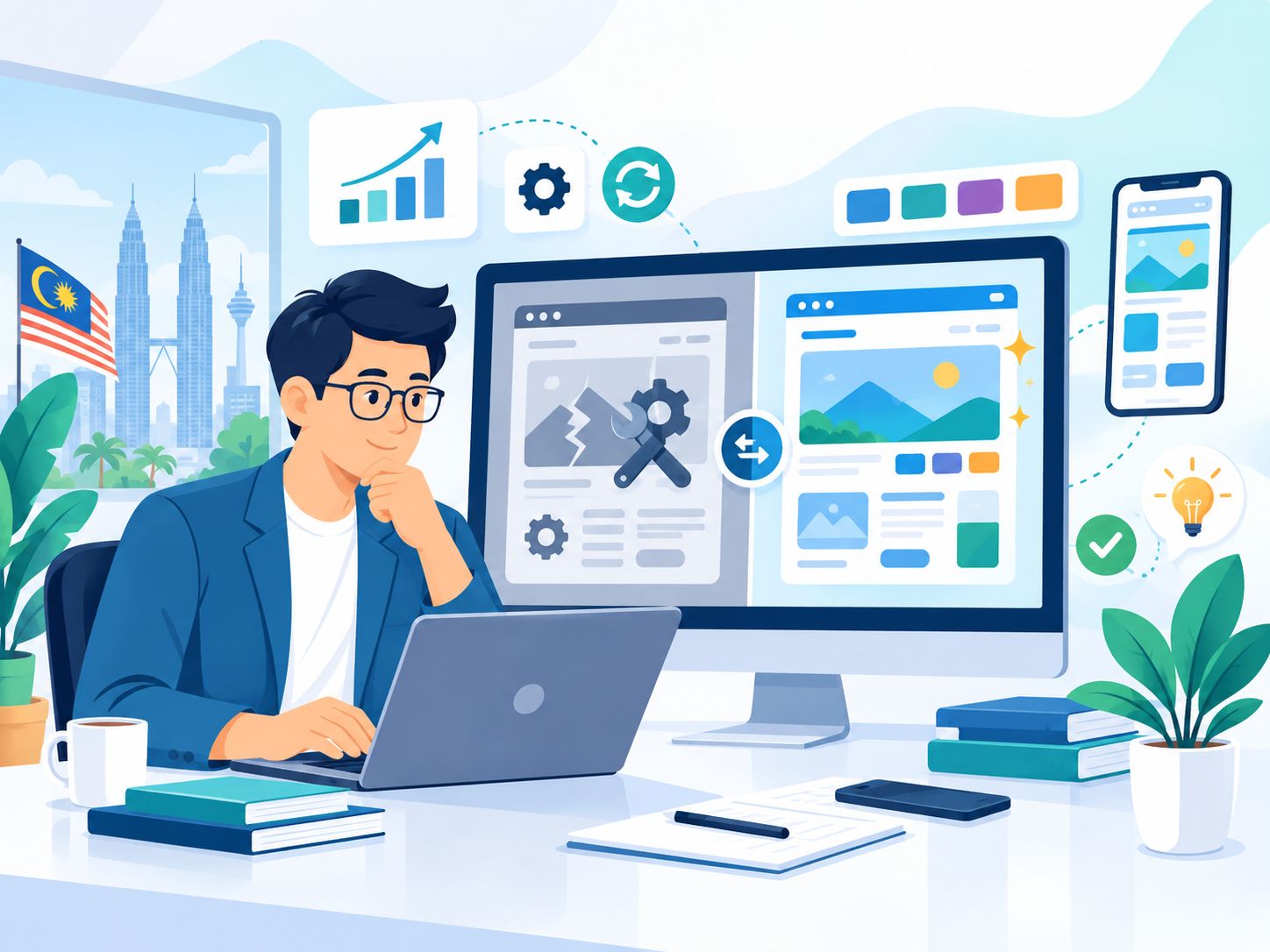 Website repair or redesign Malaysia showing whether a business website should be fixed maintained redesigned or rebuilt