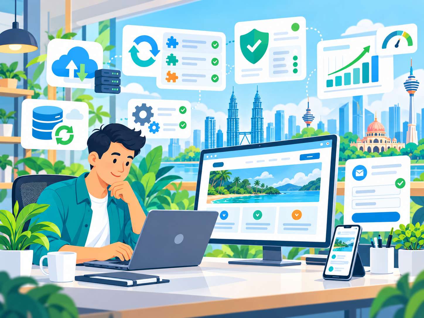 WordPress website maintenance for a Malaysian business including updates, backups, security, performance and website monitoring