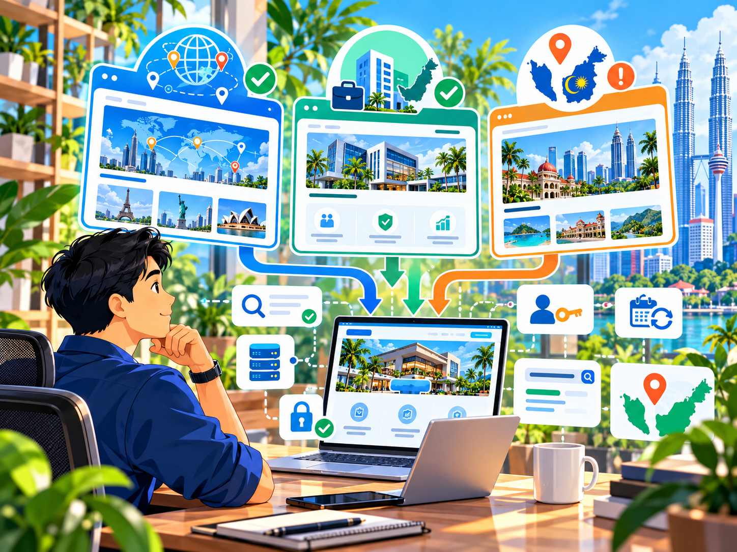 Comparison of .com, .com.my and .my domains for Malaysian businesses covering branding, local targeting, business email, domain ownership and website planning