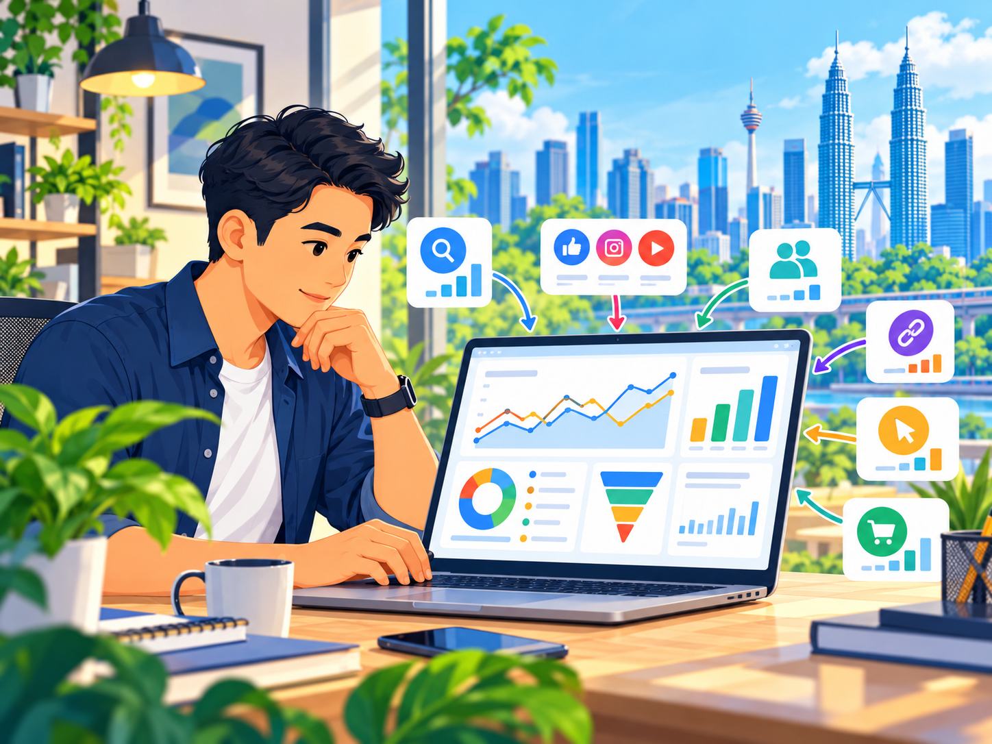 Google Analytics 4 Malaysia showing website traffic, engagement, events and conversion tracking for a business website