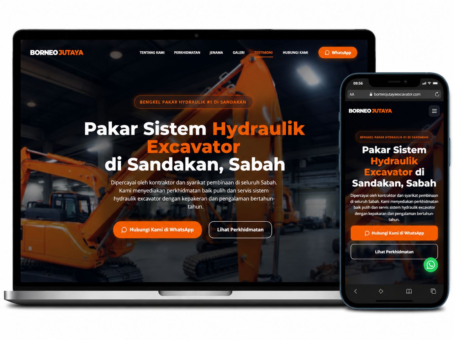 Laman web Borneo Jutaya dipaparkan pada paparan desktop dan mudah alih dengan reka bentuk responsif