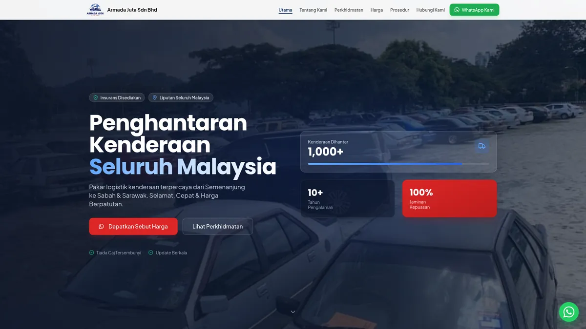 Laman web Armada Juta dibina oleh Nibong Web Studio