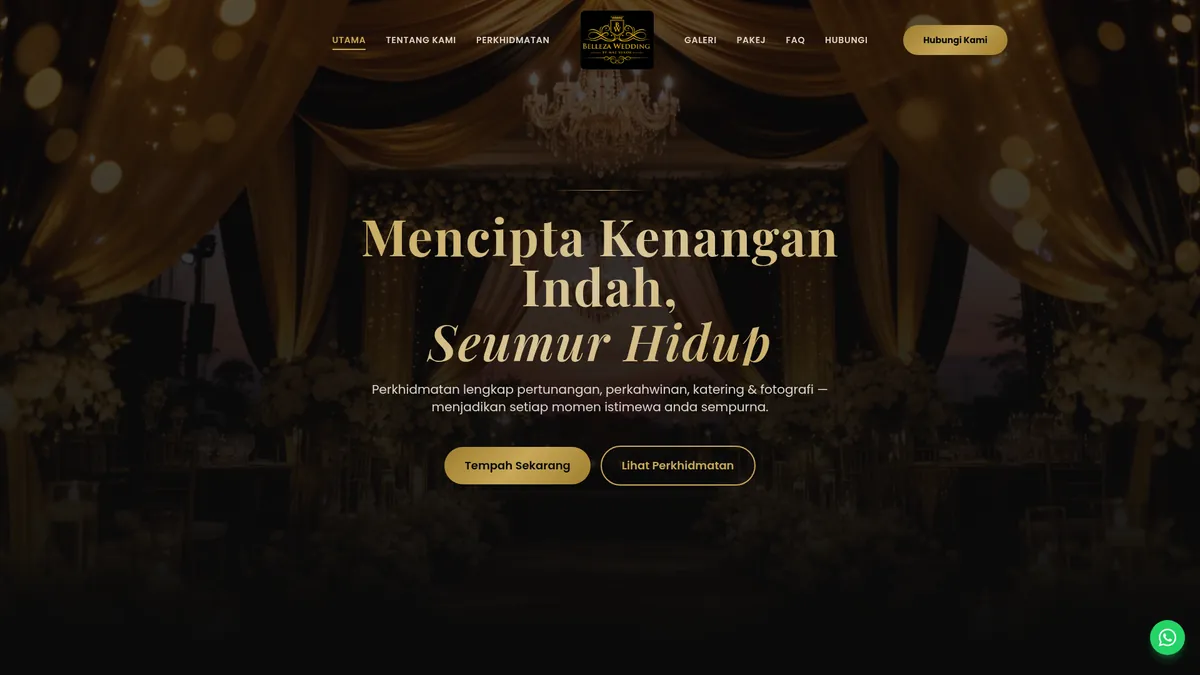 Laman web Belleza Wedding dibina oleh Nibong Web Studio