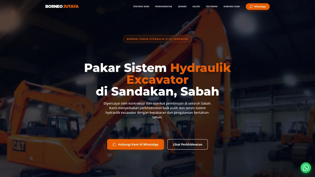 Laman web Borneo Jutaya Excavator dibina oleh Nibong Web Studio