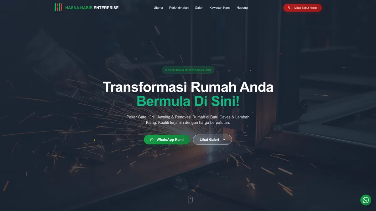 Laman web HH Home Renovation dibina oleh Nibong Web Studio
