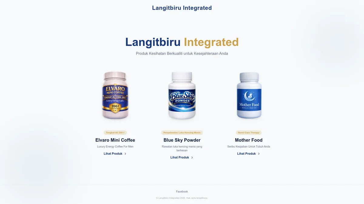 Laman web Langitbiru Integrated dibina oleh Nibong Web Studio