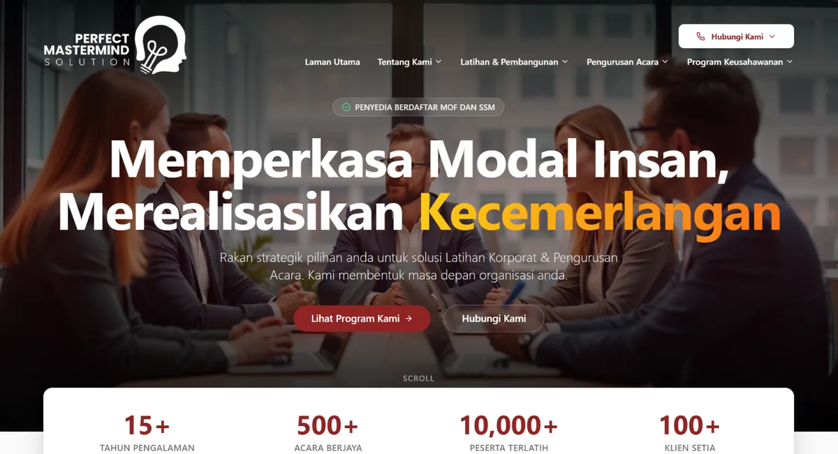Laman web PM Solution Group dibina oleh Nibong Web Studio