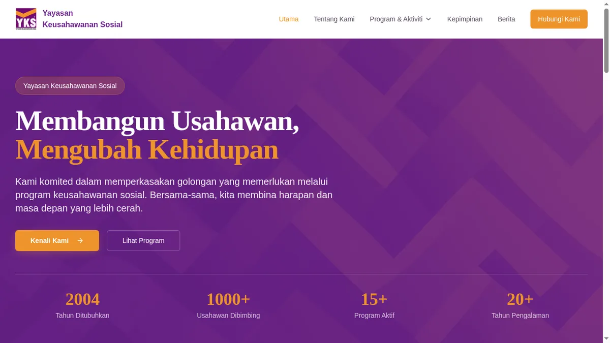 Laman web Yayasan Keusahawanan Sosial dibina oleh Nibong Web Studio